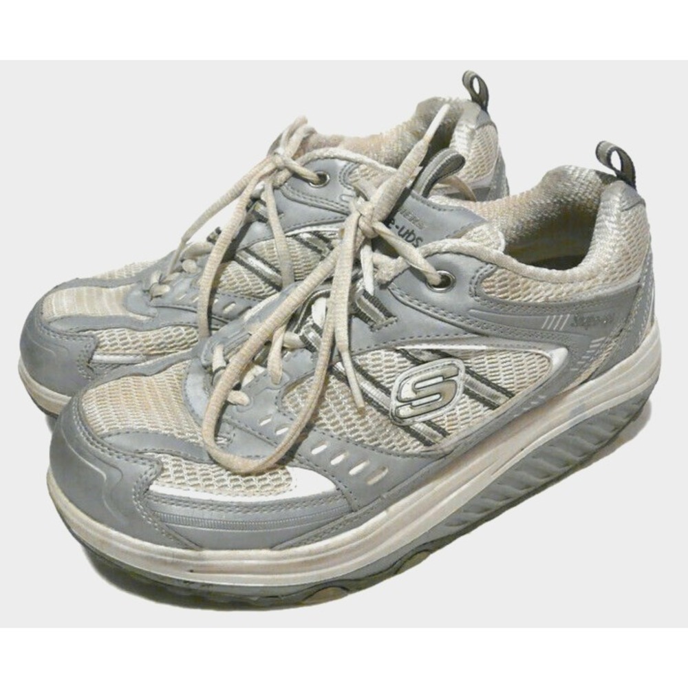 Skechers Shape-ups Womens 7.5 Rocker Bottom Silver Sneakers 11814 Y2K Gorpcore